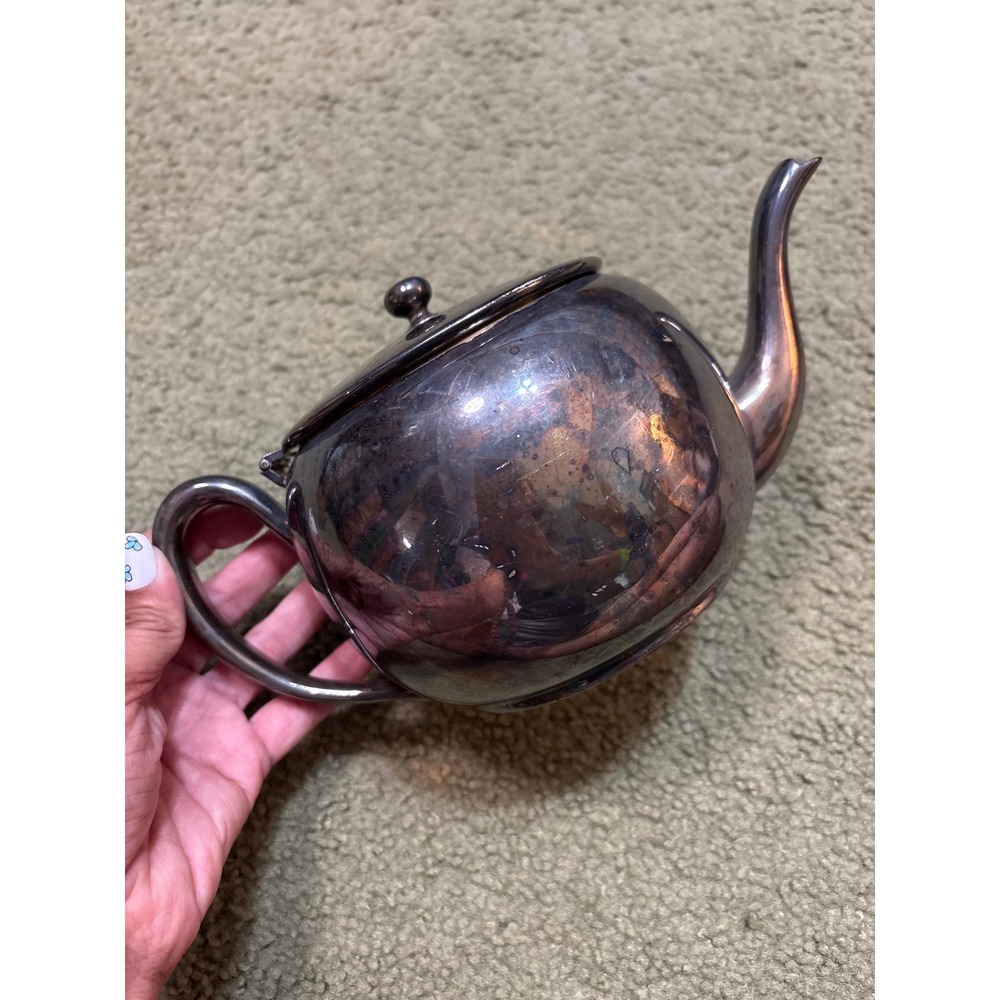 Vintage ISCO EPC Silver Plated Teapot Hinged Lid Electroplated Copper Patina